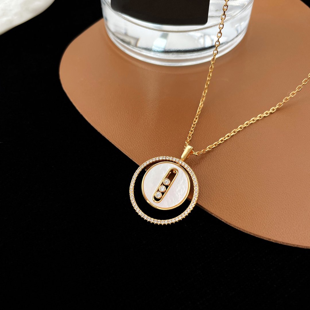 [Solara jewelry]LUCKY MOVE MM WEISSE PERLMUTT DIAMANTENHALSKETTE