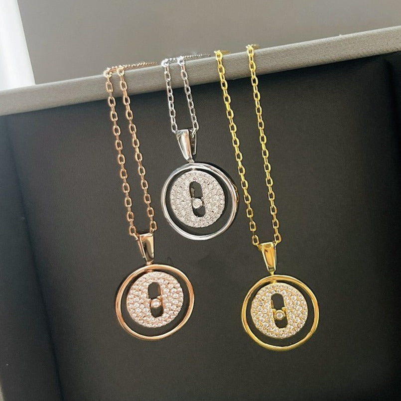 [Solara jewelry]LUCKY MOVER PM HALSKETTE, PAVEED