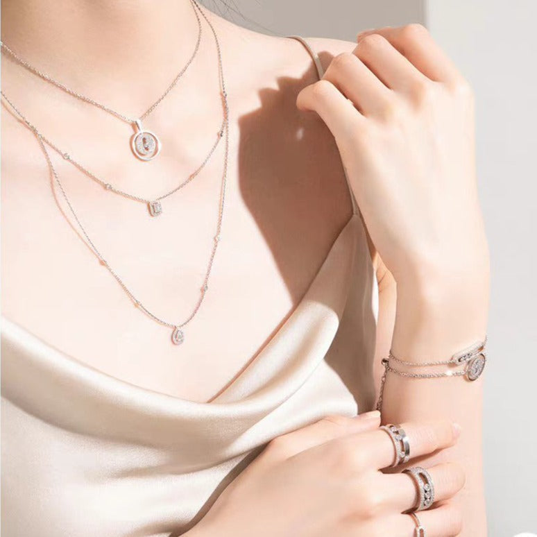 [Solara jewelry]LUCKY MOVER PM HALSKETTE, PAVEED
