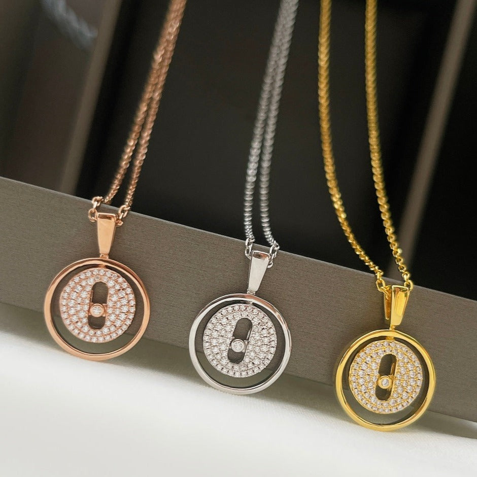 [Solara jewelry]LUCKY MOVER PM HALSKETTE, PAVEED