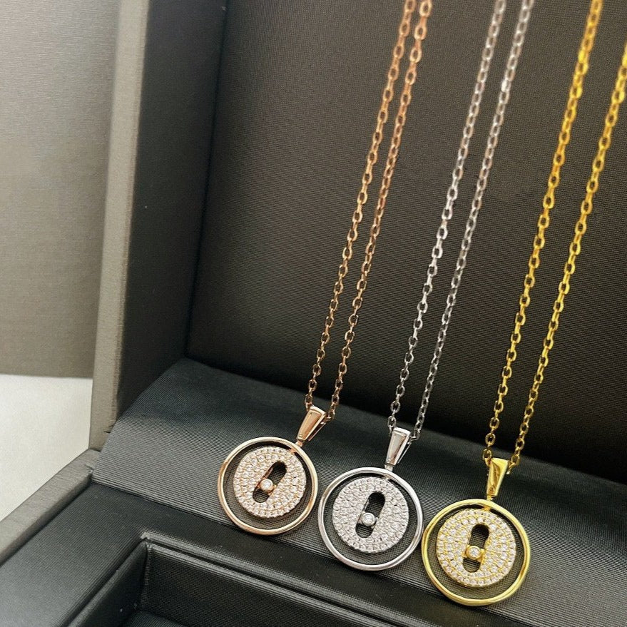 [Solara jewelry]LUCKY MOVER PM HALSKETTE, PAVEED