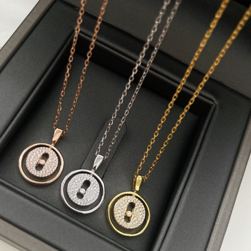 [Solara jewelry]LUCKY MOVER PM HALSKETTE, PAVEED