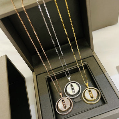 [Solara jewelry]LUCKY MOVE MM WEISSE PERLMUTT DIAMANTENHALSKETTE