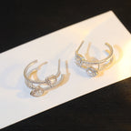 [Solara jewelry]CREOLES MY TWIN 2 RANGS SILVER DIAMOND EARRINGS
