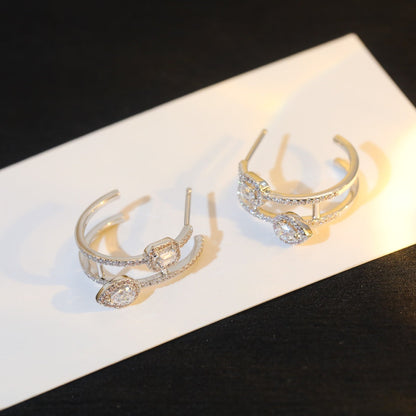 [Solara jewelry]CREOLEN MY TWIN 2 REIHEN SILBER DIAMANT OHRRINGE