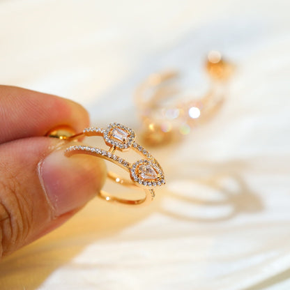[Solara jewelry]CREOLEN MY TWIN 2 REIHEN SILBER DIAMANT OHRRINGE