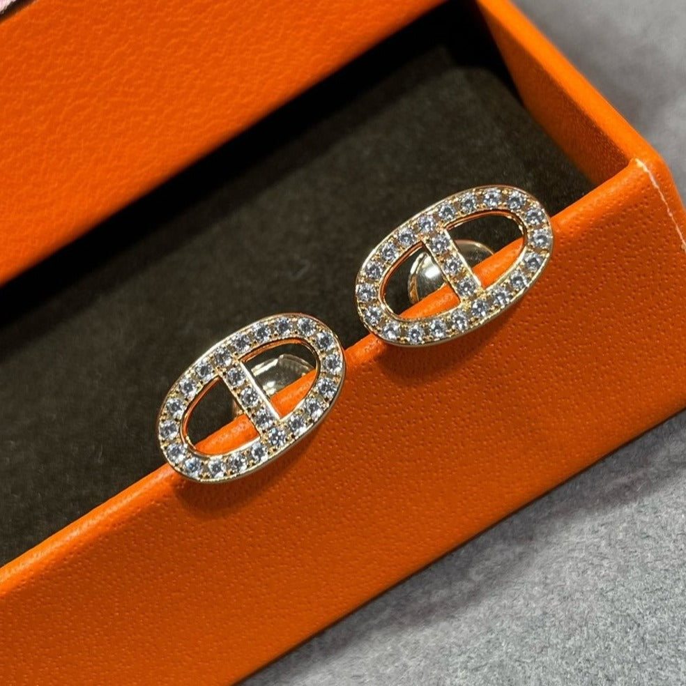 [Solara Jewelry ]HM フルダイヤモンド ピッグノーズスタッドピアス