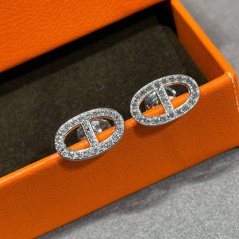 [Solara Jewelry ]HM フルダイヤモンド ピッグノーズスタッドピアス