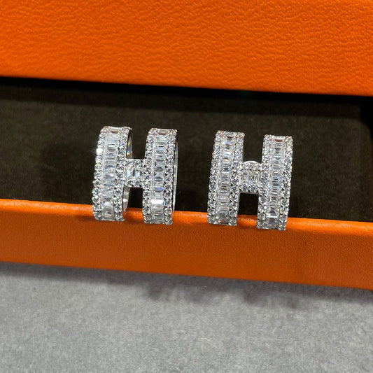 [Solara Jewelry ]H-Ohrstecker MIT SILBERNEN DIAMANTEN