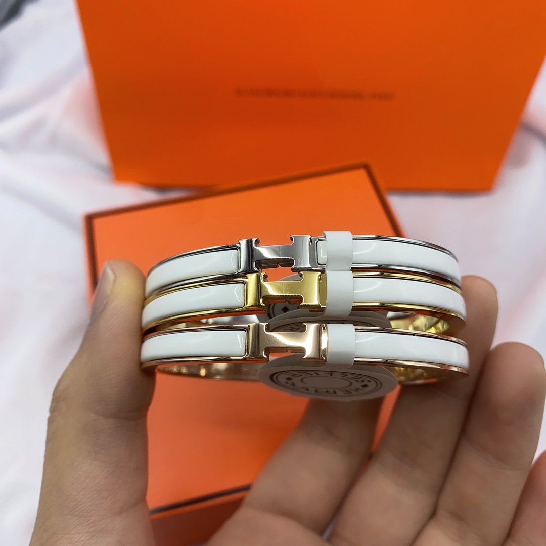 [Solara Jewelry ]KLASSISCHES HM CLIC WEISSES 8MM EMAILLE ARMBAND