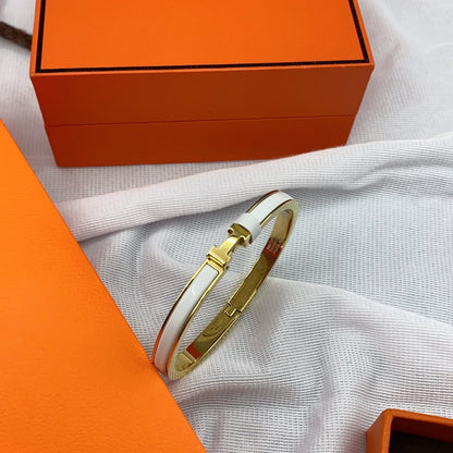 [Solara Jewelry ]CLASSIC HM CLIC WHITE 8MM ENAMEL BRACELET