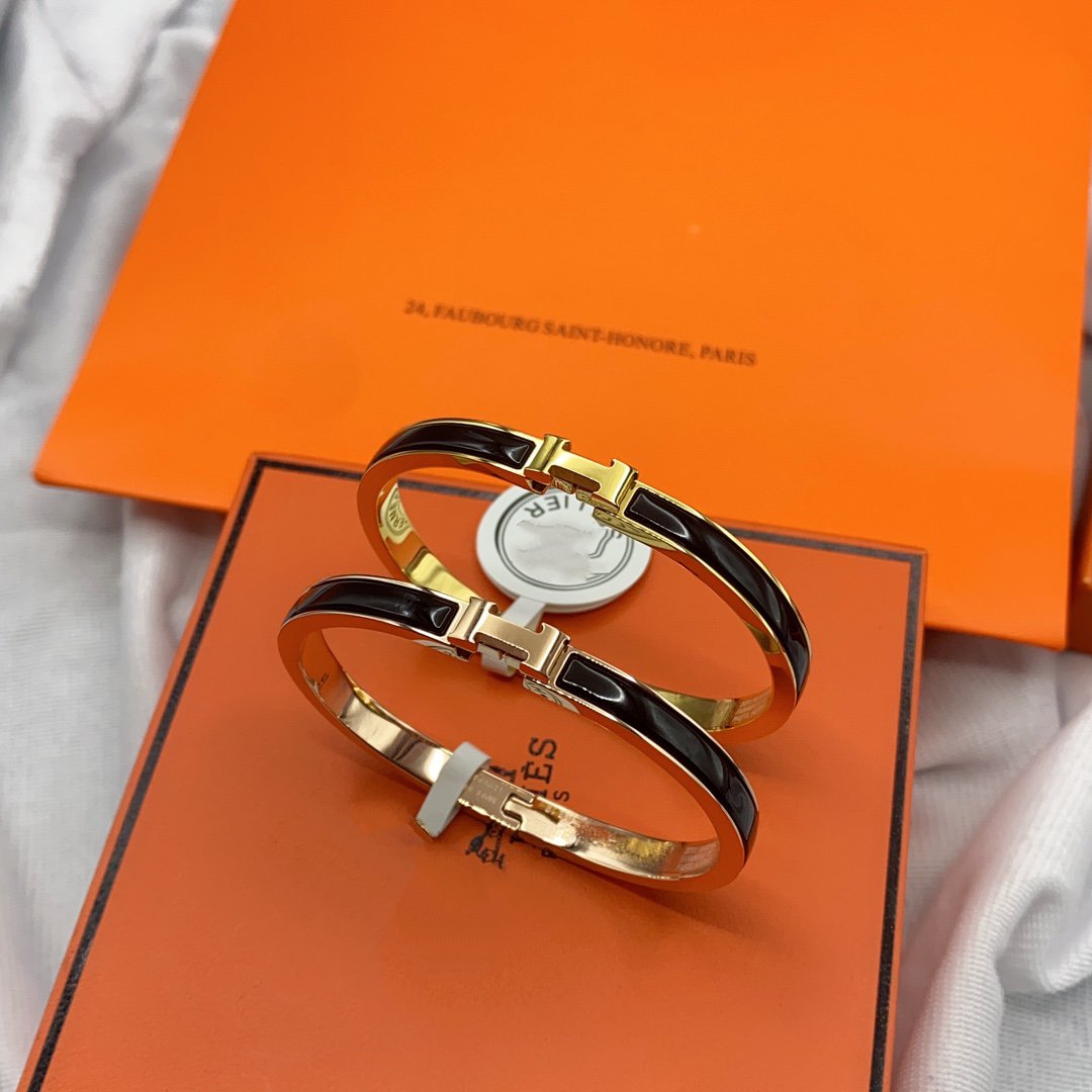 [Solara Jewelry ]クラシック HM クリック ブラック 8mm エナメルブレスレット