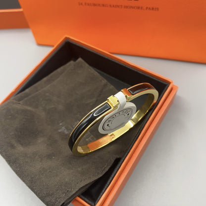 [Solara Jewelry ]クラシック HM クリック ブラック 8mm エナメルブレスレット