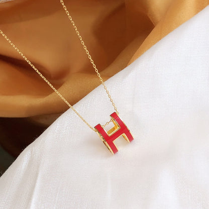[Solara Jewelry ]HM CLIC ROT EMAILLE GOLDHALSKETTE