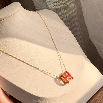 [Solara Jewelry ]HM CLIC ROT EMAILLE GOLDHALSKETTE