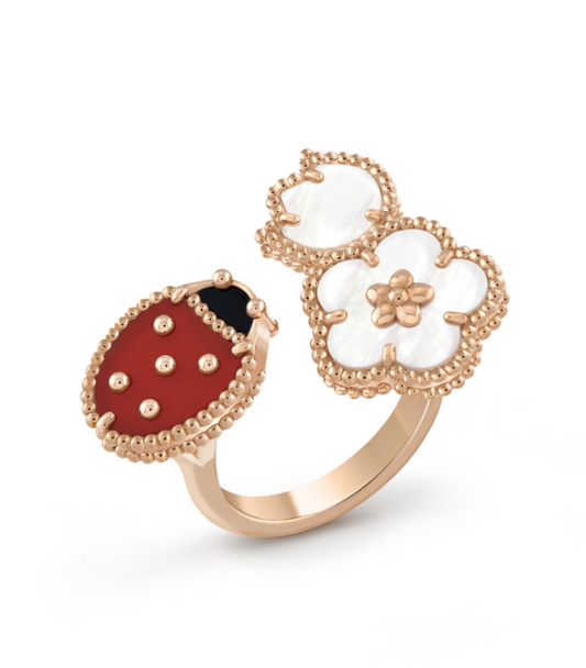 [Solara Jewelry ]ラッキー3モチーフローズゴールドリング