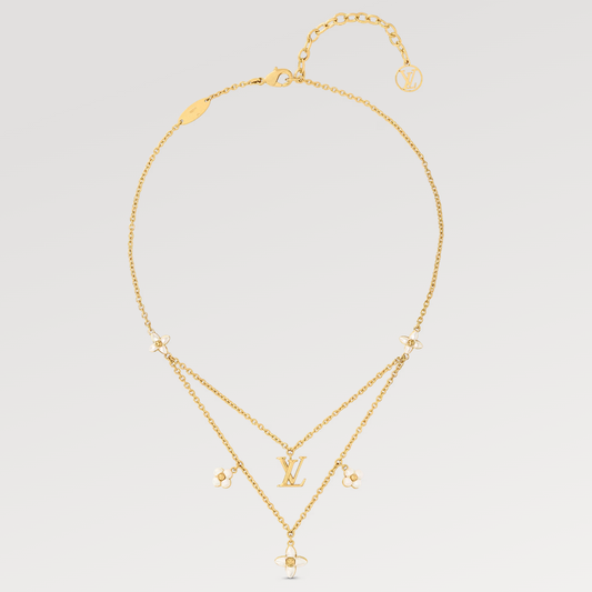 [Solara Jewelry ]フラワーグラム ゴールド マザーオブパール ダブルロウネックレス