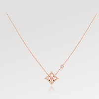 [Solara Jewelry ]STAR PINK MOP 1 DIAMOND PINK GOLD NECKLACE