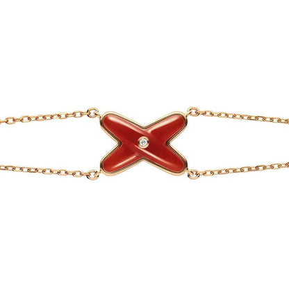 [Solara Jewelry ]JEUX ARMBAND KARNEOL ROSÉGOLD 1 DIAMANT