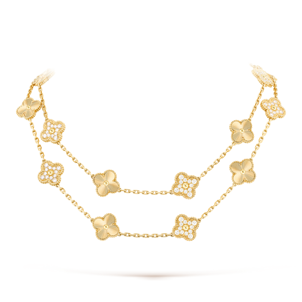 [Solara Jewelry ]CLOVER 20 MOTIFS LASER DIAMOND NECKLACE
