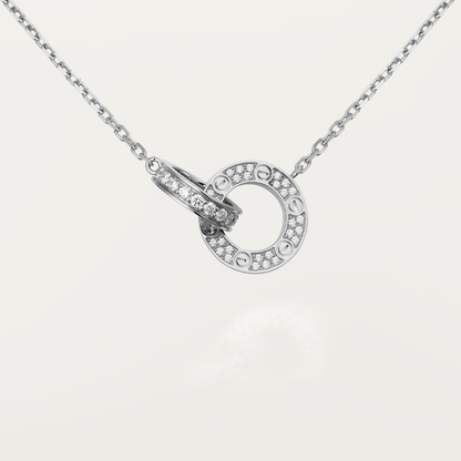 [Solara Jewelry ]LOVE 7,6MM HALSKETTE ROSÉGOLD UND SILBER VOLLBESETZT MIT DIAMANTEN