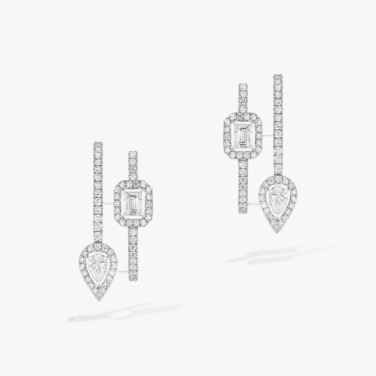 [Solara jewelry]CREOLEN MY TWIN 2 REIHEN SILBER DIAMANT OHRRINGE