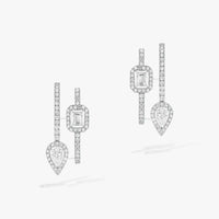 [Solara jewelry]CREOLES MY TWIN 2 RANGS SILVER DIAMOND EARRINGS