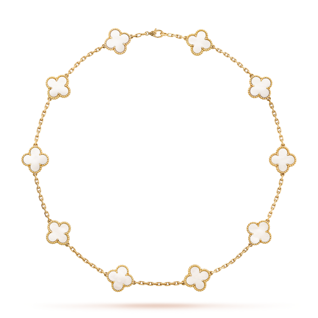 [Solara Jewelry ]CLOVER 10 MOTIFS WEISSE PERLMUTTKETTE