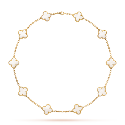 [Solara Jewelry ]CLOVER 10 MOTIFS WEISSE PERLMUTTKETTE