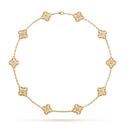 [Solara Jewelry ]CLOVER 10 MOTIFS DIAMOND NECKLACE