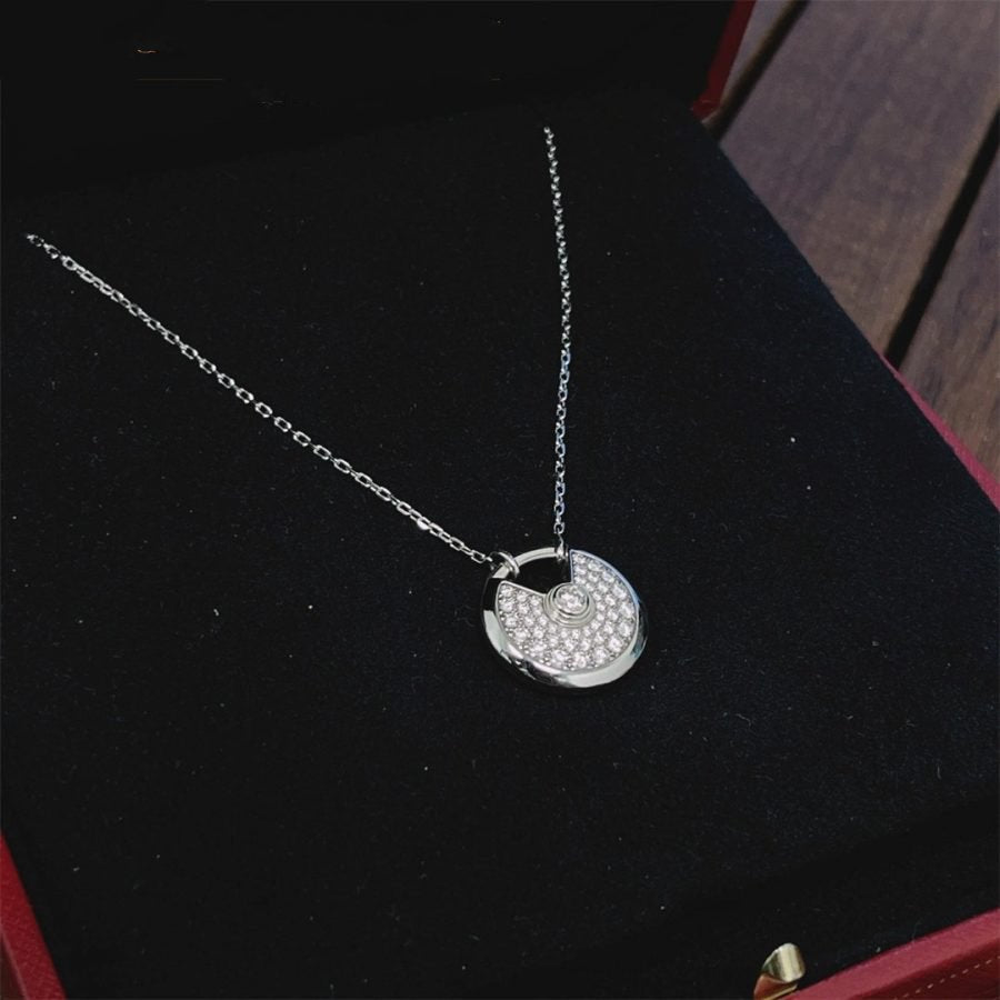 [Solara Jewelry ]AMULETTE SILVER FULL DIAMOND NECKLACE