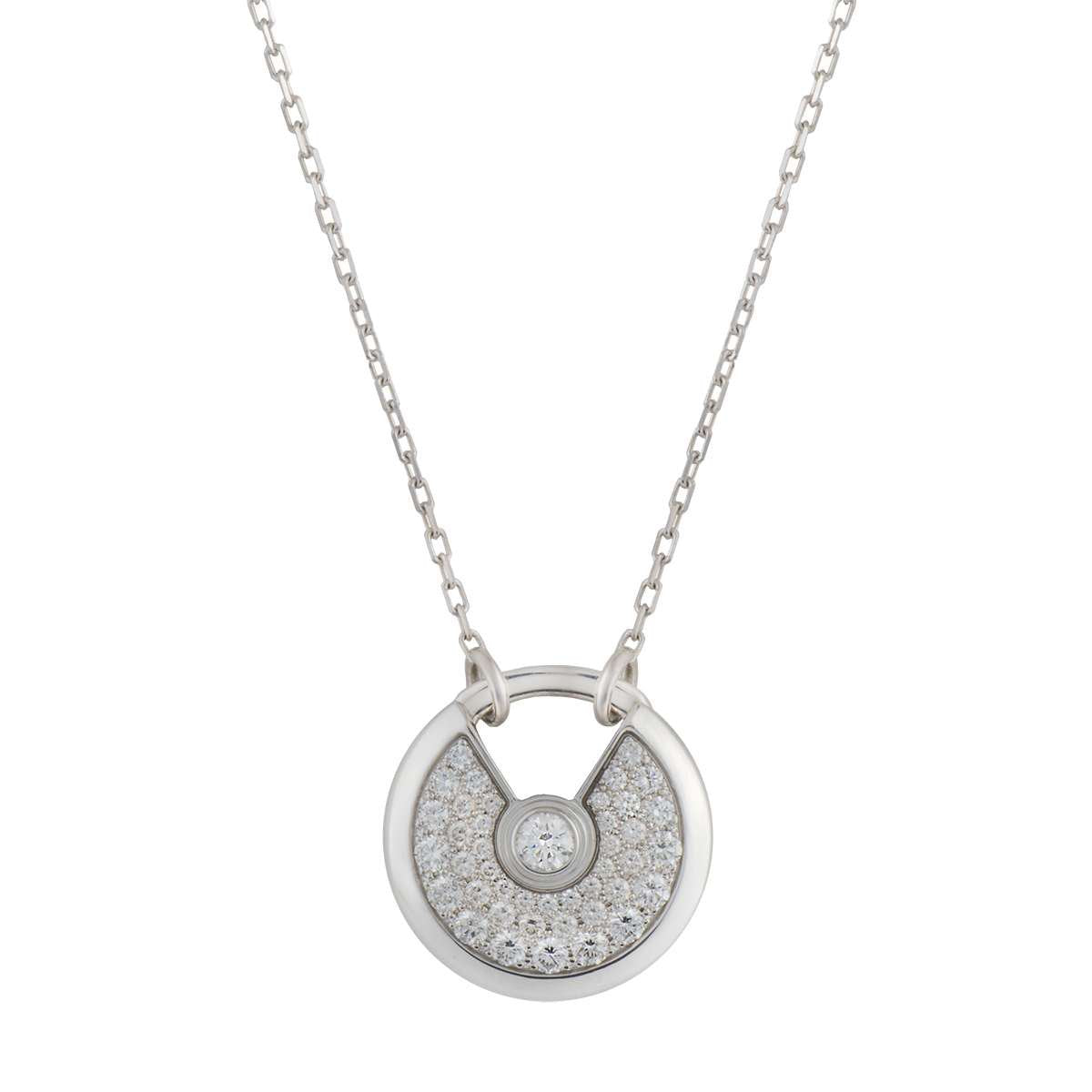 [Solara Jewelry ]AMULETTE SILVER FULL DIAMOND NECKLACE