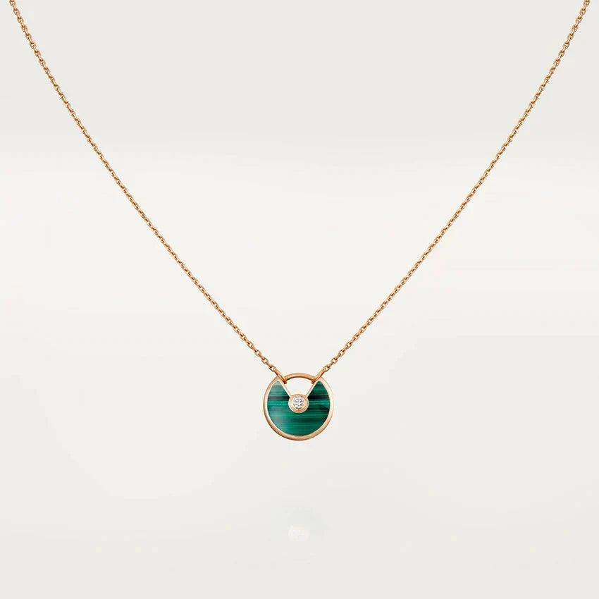 [Solara Jewelry ]AMULETTE ROSE GOLD MALACHITE NECKLACE