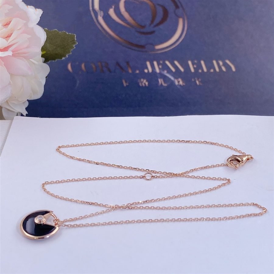 [Solara Jewelry ]アミュレット ローズゴールド オニキス ネックレス