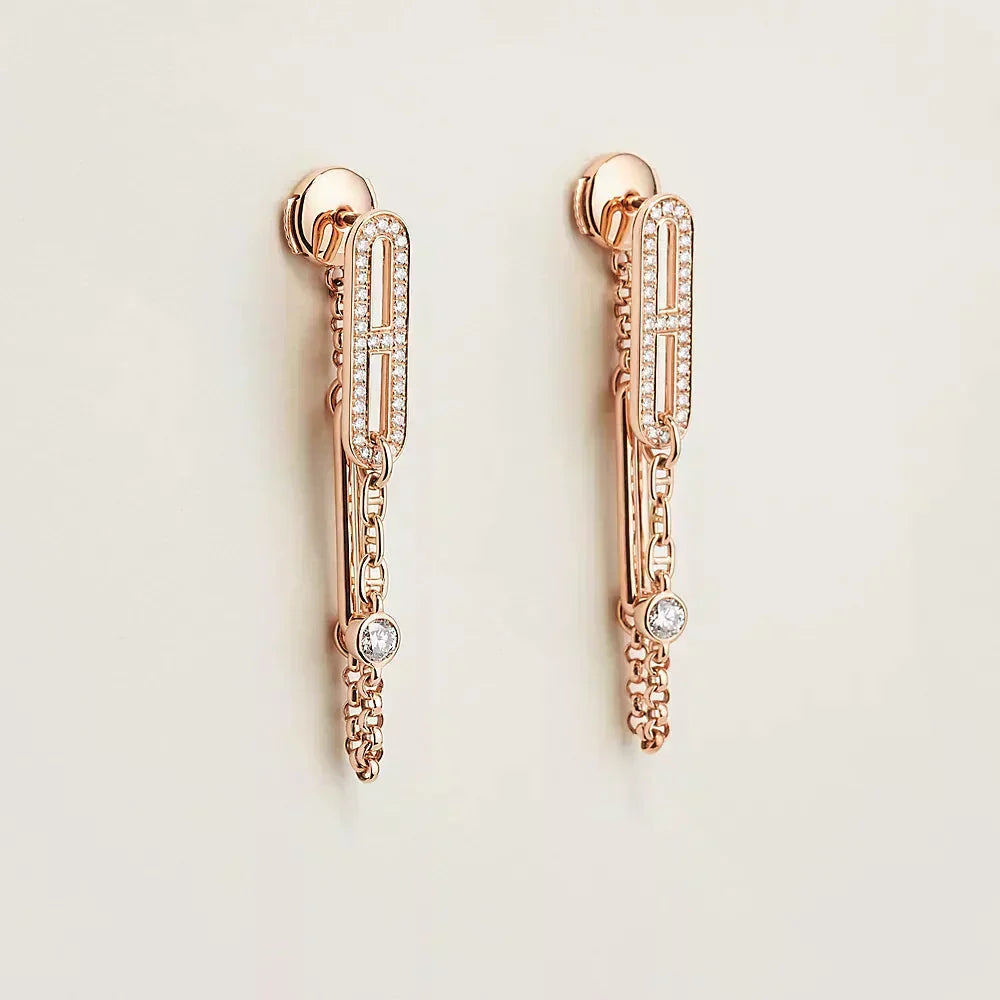 [Solara Jewelry ]CHAINE CHAOS DIAMOND DROP EARRINGS