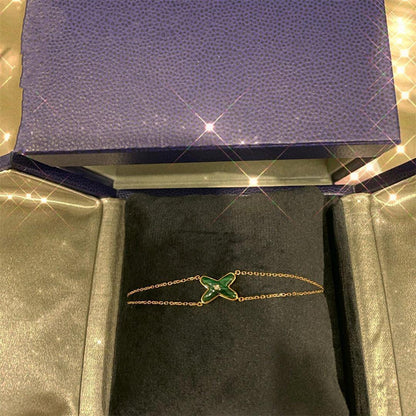 [Solara Jewelry ]JEUX ブレスレット マラカイト ピンクゴールド 1ダイヤモンド