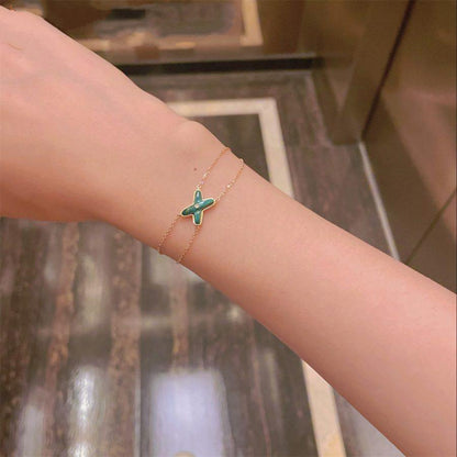 [Solara Jewelry ]JEUX ブレスレット マラカイト ピンクゴールド 1ダイヤモンド