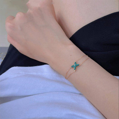 [Solara Jewelry ]JEUX ブレスレット マラカイト ピンクゴールド 1ダイヤモンド