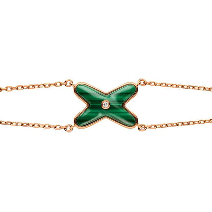 [Solara Jewelry ]JEUX ブレスレット マラカイト ピンクゴールド 1ダイヤモンド