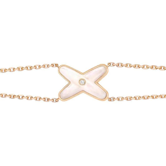 [Solara Jewelry ]JEUX ARMBAND WEISSES PERLMUTT ROSEGOLD 1 DIAMANT
