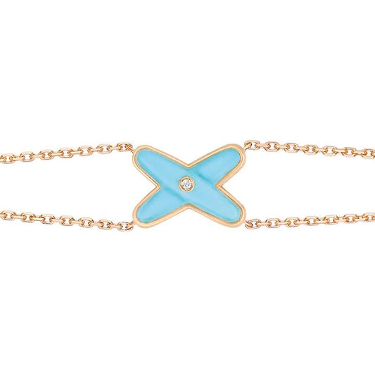[Solara Jewelry ]JEUX ARMBAND TÜRKIS ROSÉGOLD 1 DIAMANT