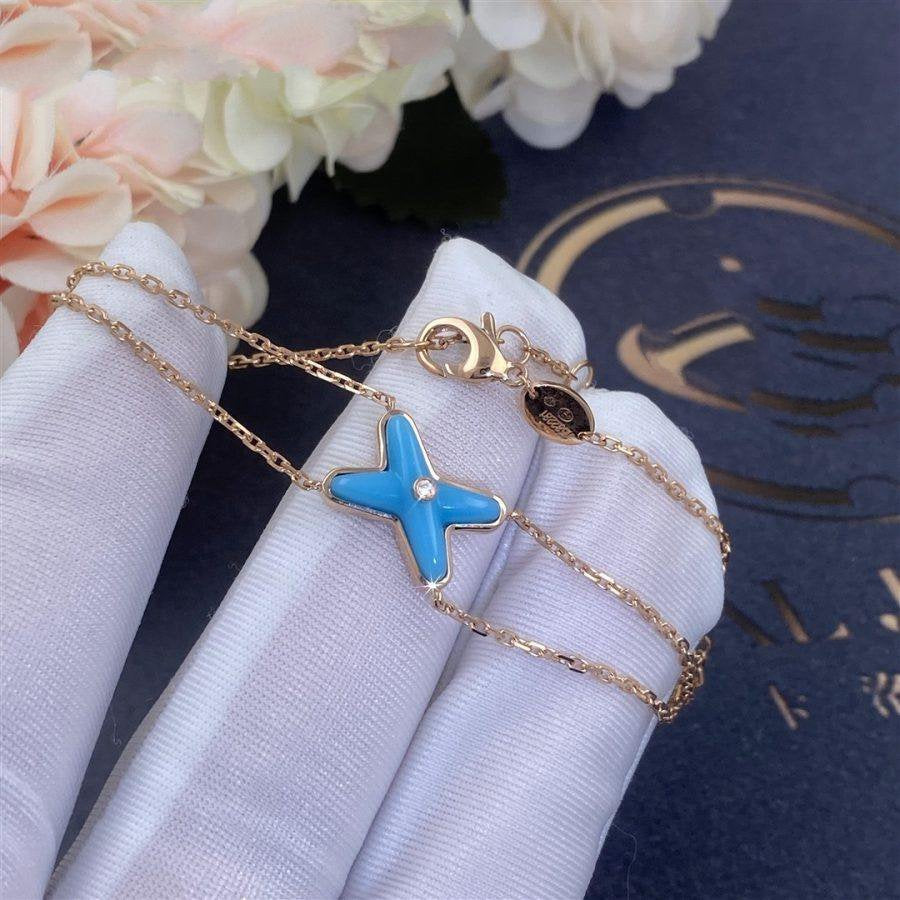 [Solara Jewelry ]ジュー ブレスレット ターコイズ ピンクゴールド 1ポイントダイヤモンド