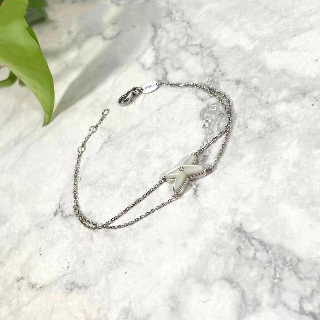 [Solara Jewelry ]JEUX ブレスレット ホワイトMOP シルバー 1ダイヤモンド