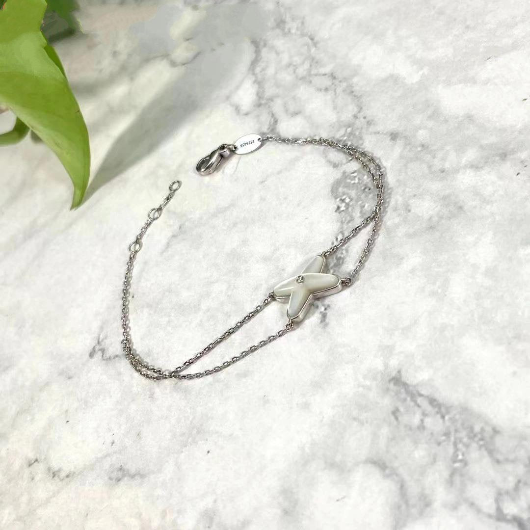 [Solara Jewelry ]JEUX ブレスレット ホワイトMOP シルバー 1ダイヤモンド