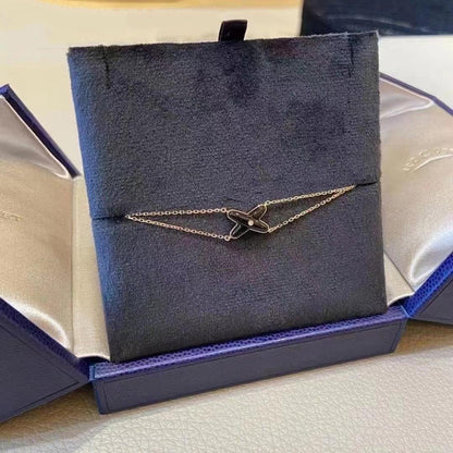 [Solara Jewelry ]JEUX ブレスレット オニキス ピンクゴールド 1ダイヤモンド