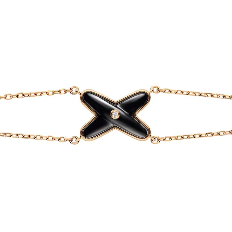 [Solara Jewelry ]JEUX ブレスレット オニキス ピンクゴールド 1ダイヤモンド