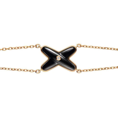 [Solara Jewelry ]JEUX ブレスレット オニキス ピンクゴールド 1ダイヤモンド