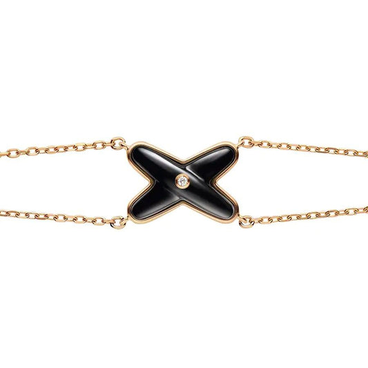 [Solara Jewelry ]JEUX ARMBAND ONYX ROSÉGOLD 1 DIAMANT