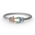 [Solara Jewelry ]FORC GROSSES HUFEISEN FARBIGES DIAMANTARMRETT SILBER