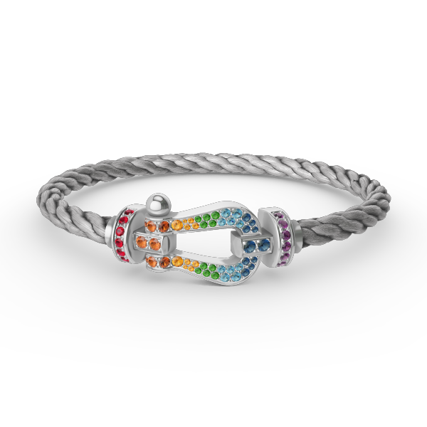 [Solara Jewelry ]FORC GROSSES HUFEISEN FARBIGES DIAMANTARMRETT SILBER